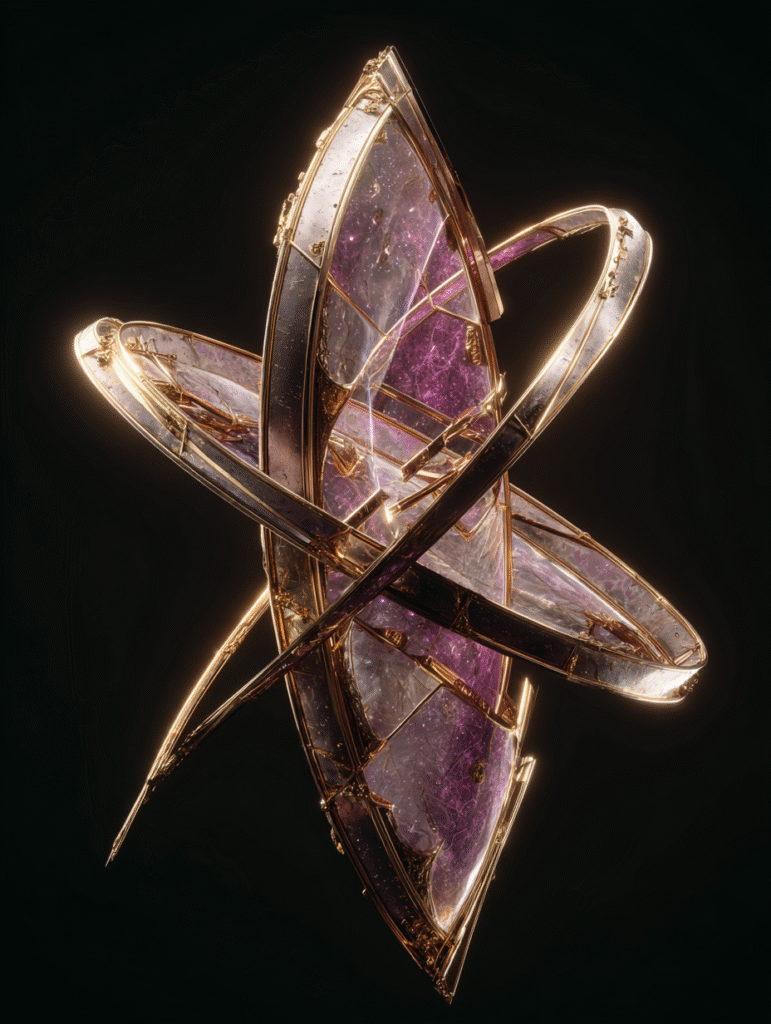 Símbolo sagrado geométrico púrpura y dorado