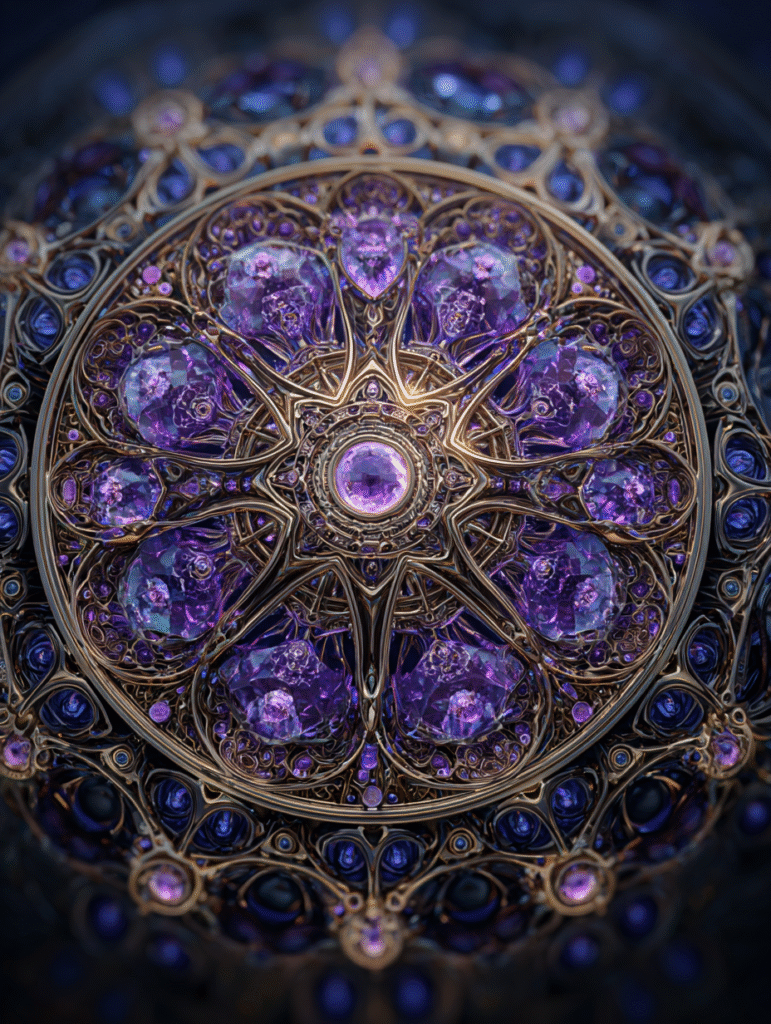 Artefacto sagrado con cristal amatista