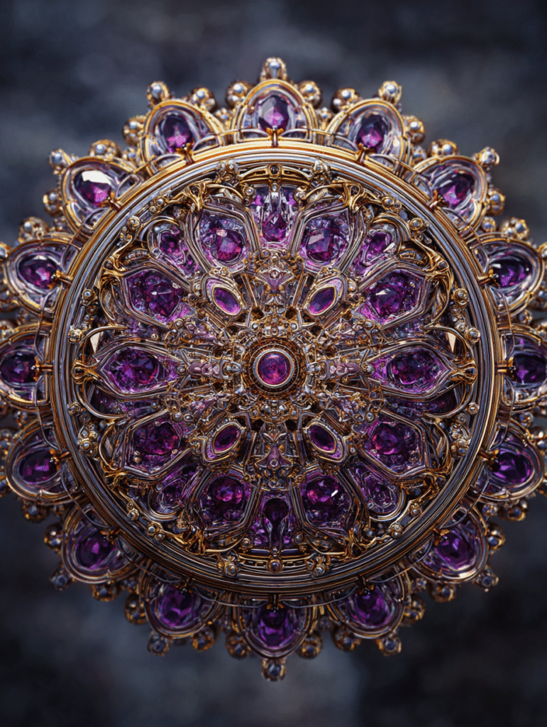 Artefacto sagrado con cristal amatista