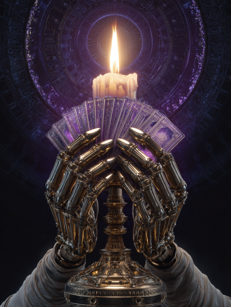 Símbolo sagrado geométrico púrpura y dorado