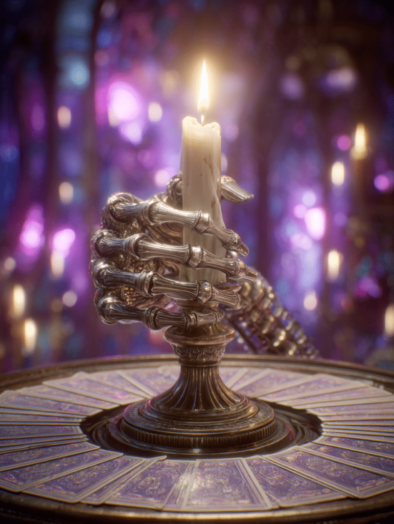 Símbolo sagrado geométrico púrpura y dorado